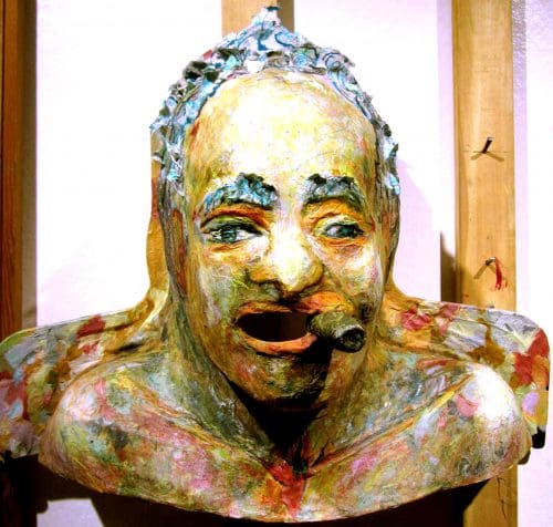 PADDY with CIGAR Mixed Media Sculptural Rice Paper Mask